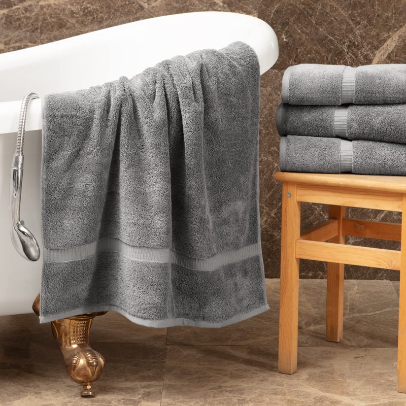Towel Bazaar Premium Cotton Super Soft and Absorbent Turkish Towels (4-Piece Bath Towels, Gray) - Image 2